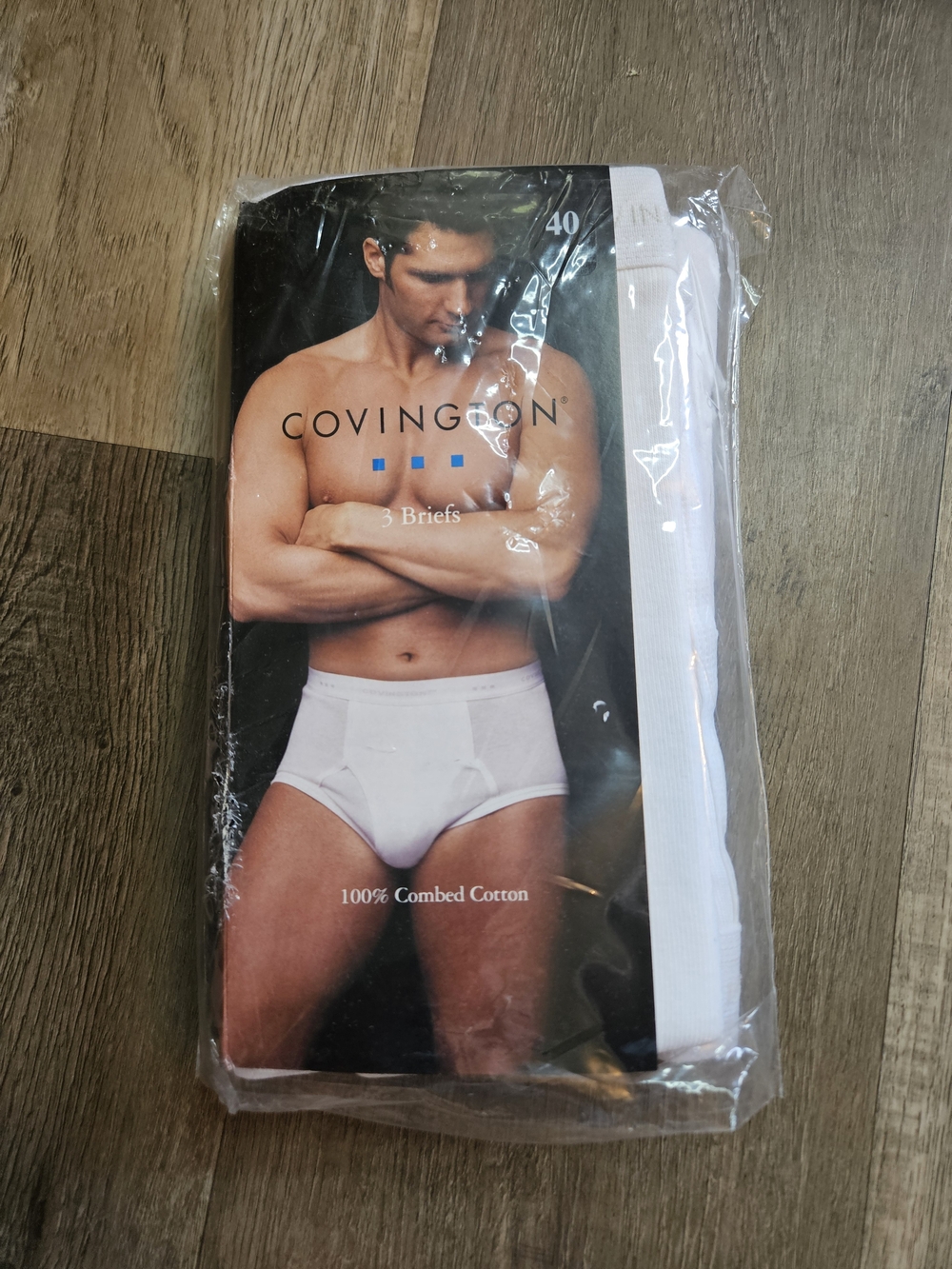 NEW Covington 3-pack Brief Vintage Men's White Cotton Briefs -Sz 40 new Sealed